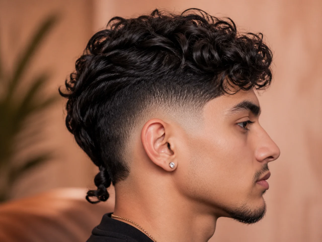 A burst fade with twisted nape ends