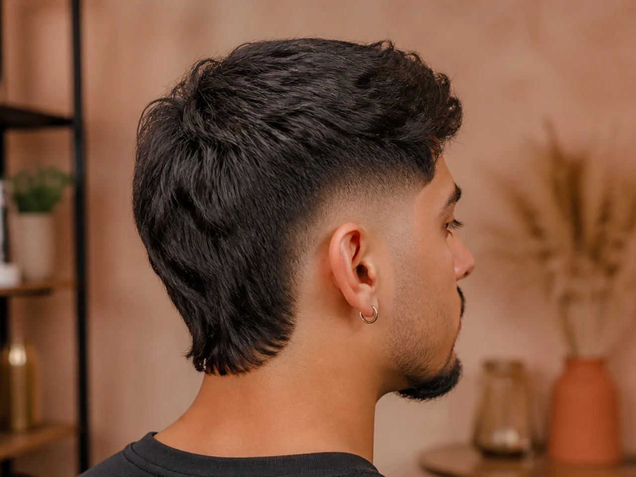 The crown and nape of a burst fade seen from behind