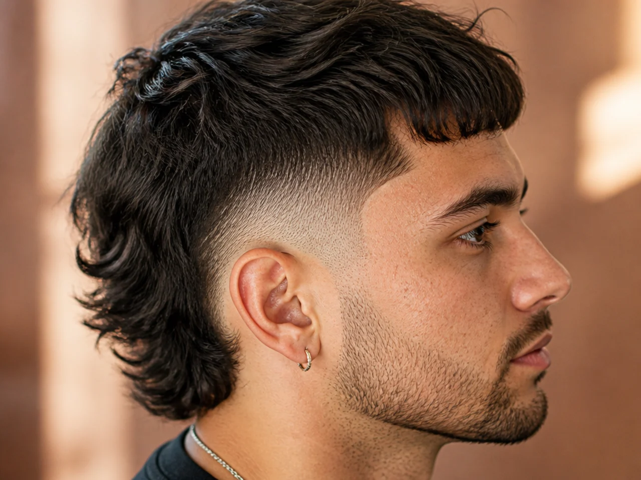 A burst fade with a mullet back