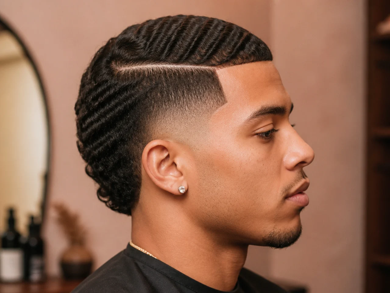 A burst fade with waves and a hard part