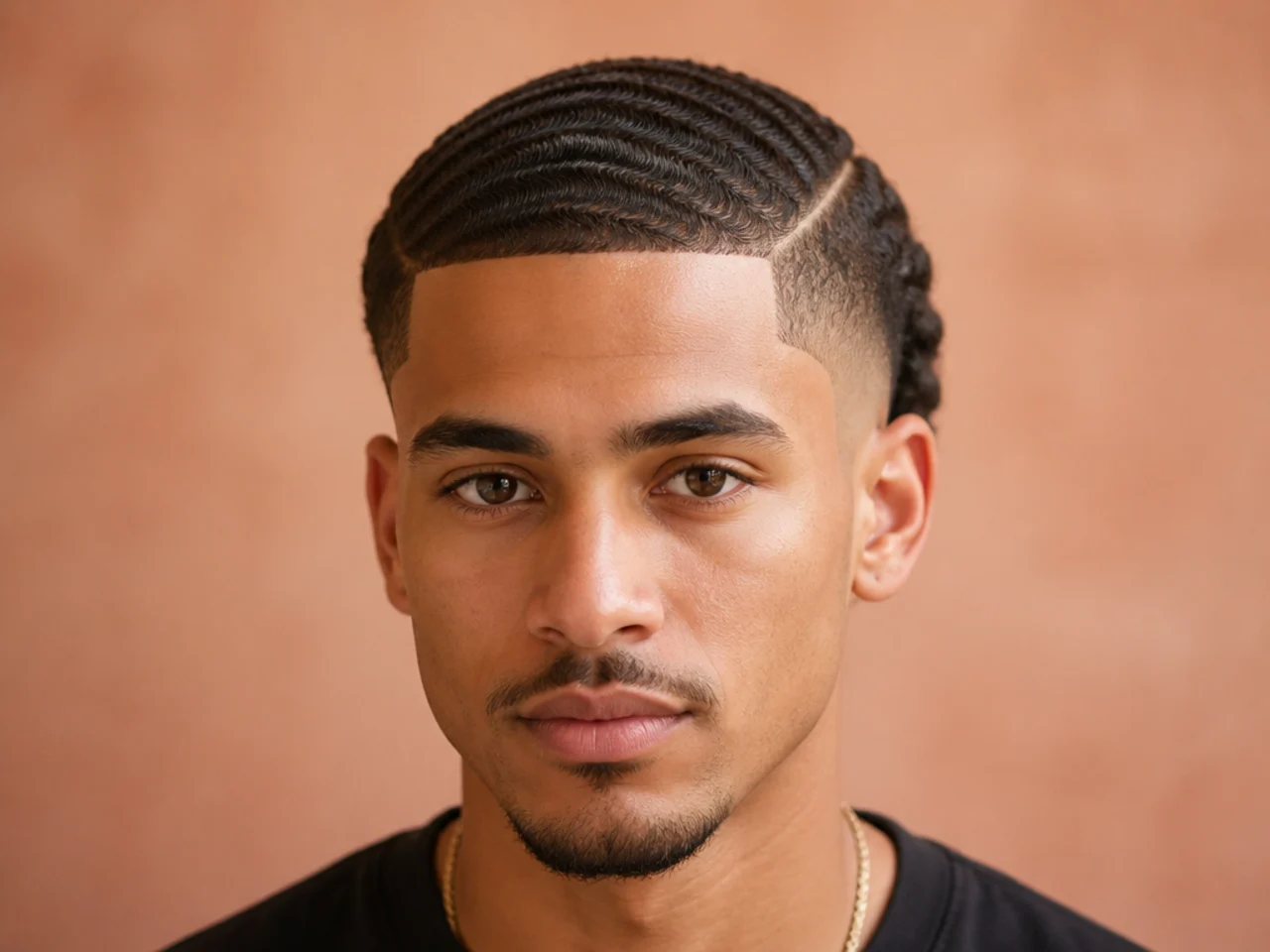 Burst fade waves brushed radially from the crown