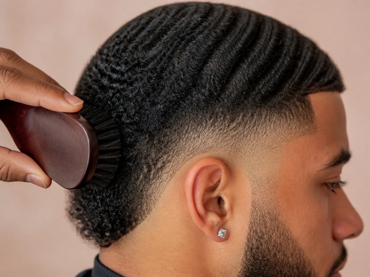 A wave brush used around a burst fade arc