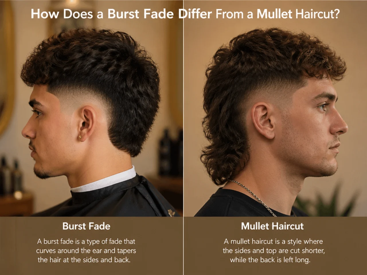 How does a burst fade differ from a mullet haircut?