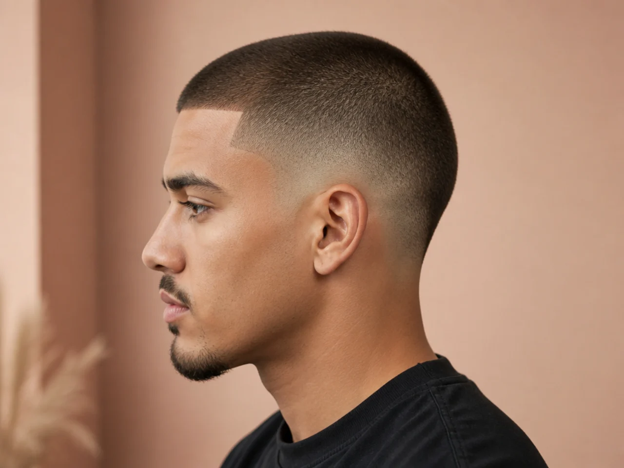 Burst fade buzz cut with a guard-two top