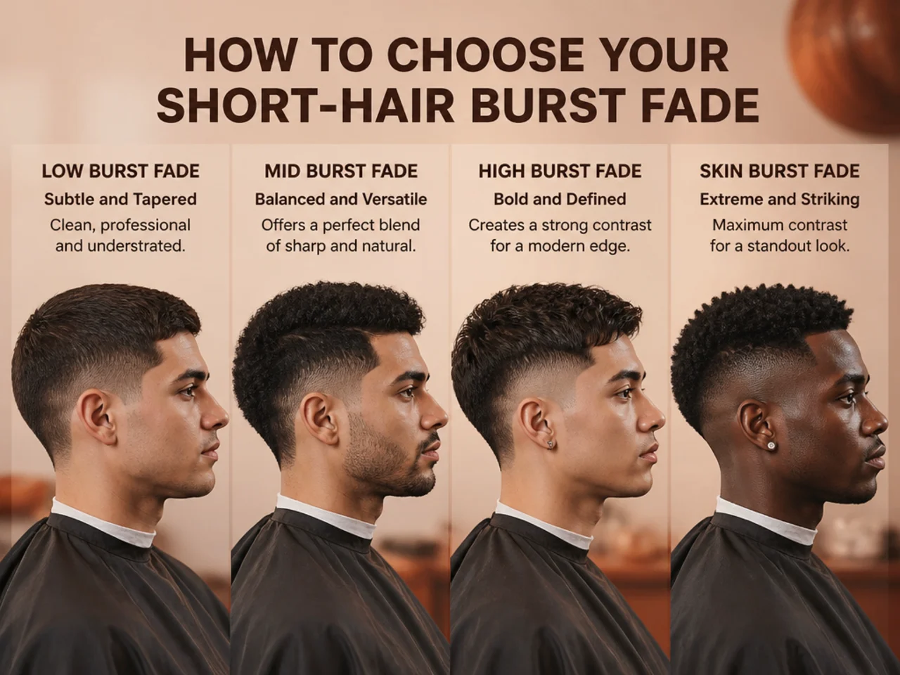 How to choose a short-hair burst fade for your face and hair type