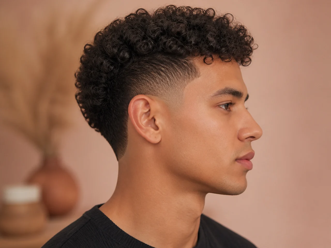 Short curly burst fade on natural curls