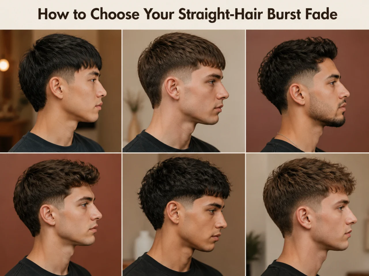 Barber consulting a straight-hair client on burst fade height and top length during a haircut appointment