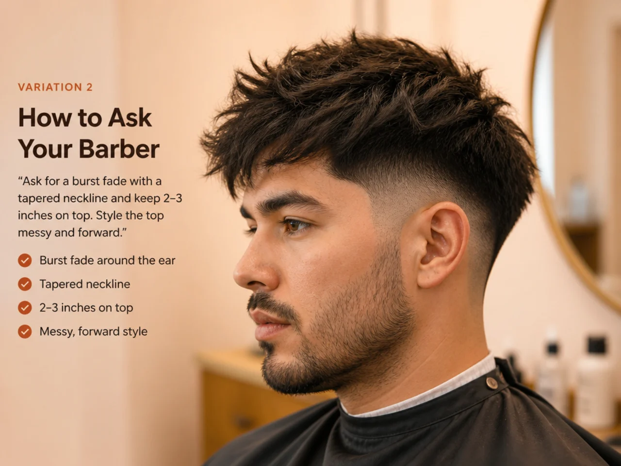Photo reference open on a phone in front of a barber chair