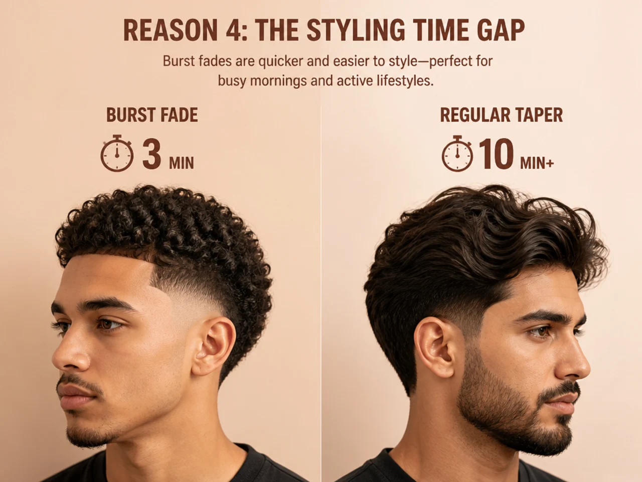 Morning styling routine for a burst fade using matte clay