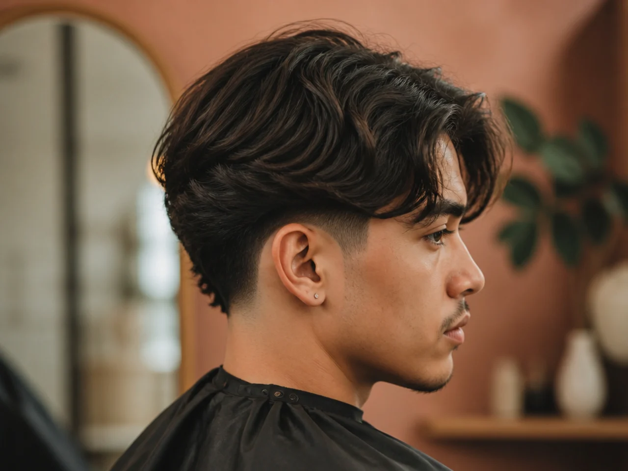 Burst fade with a middle part and curtain length