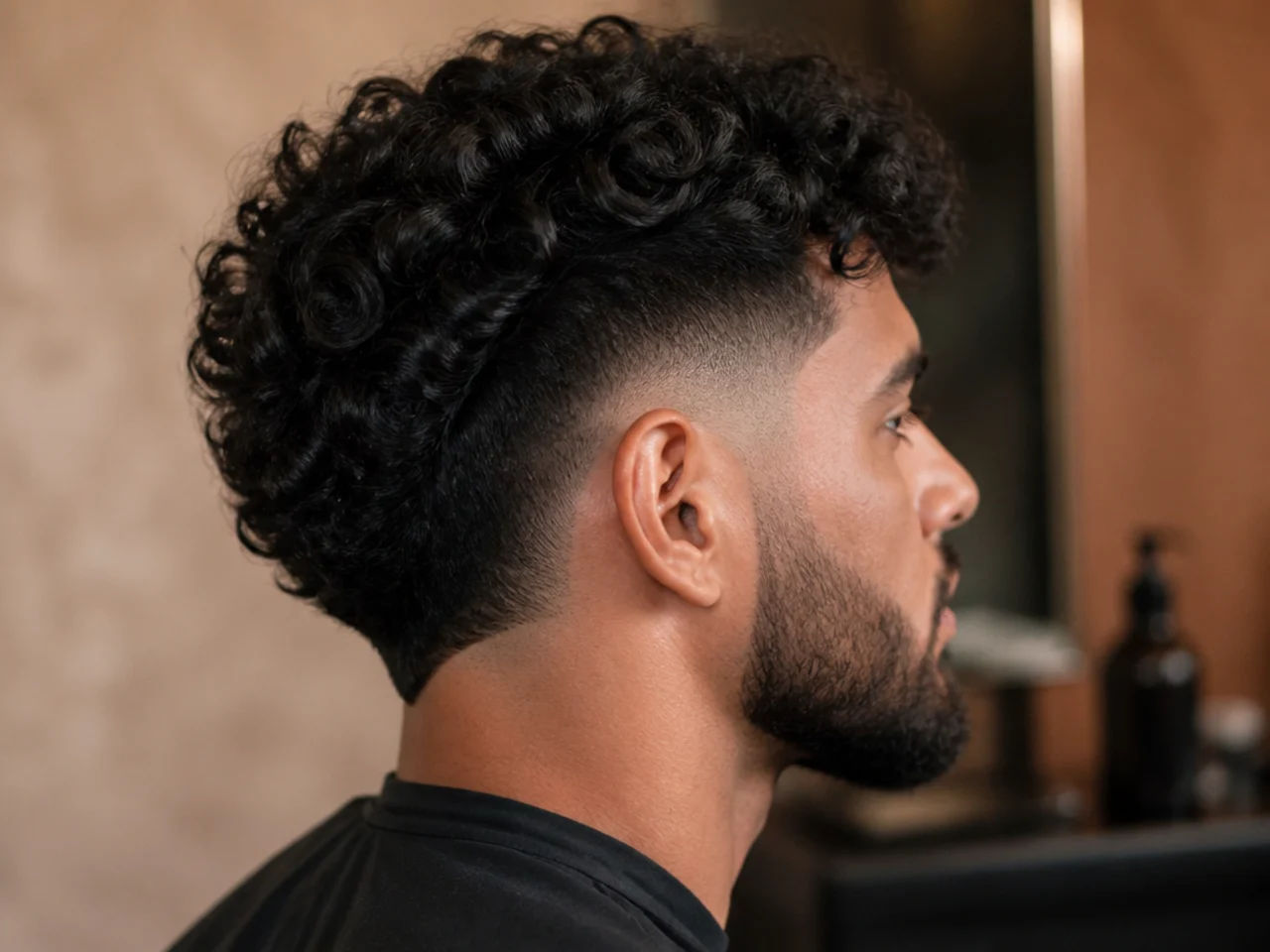 Burst fade meeting a trimmed beard at the jaw