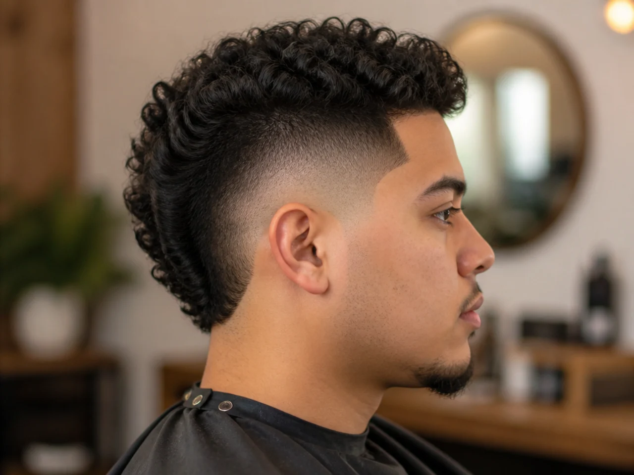 Burst fade narrowing the width at the ear on a round face