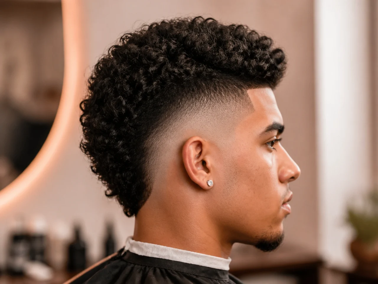 Burst skin fade with bare skin at the ear