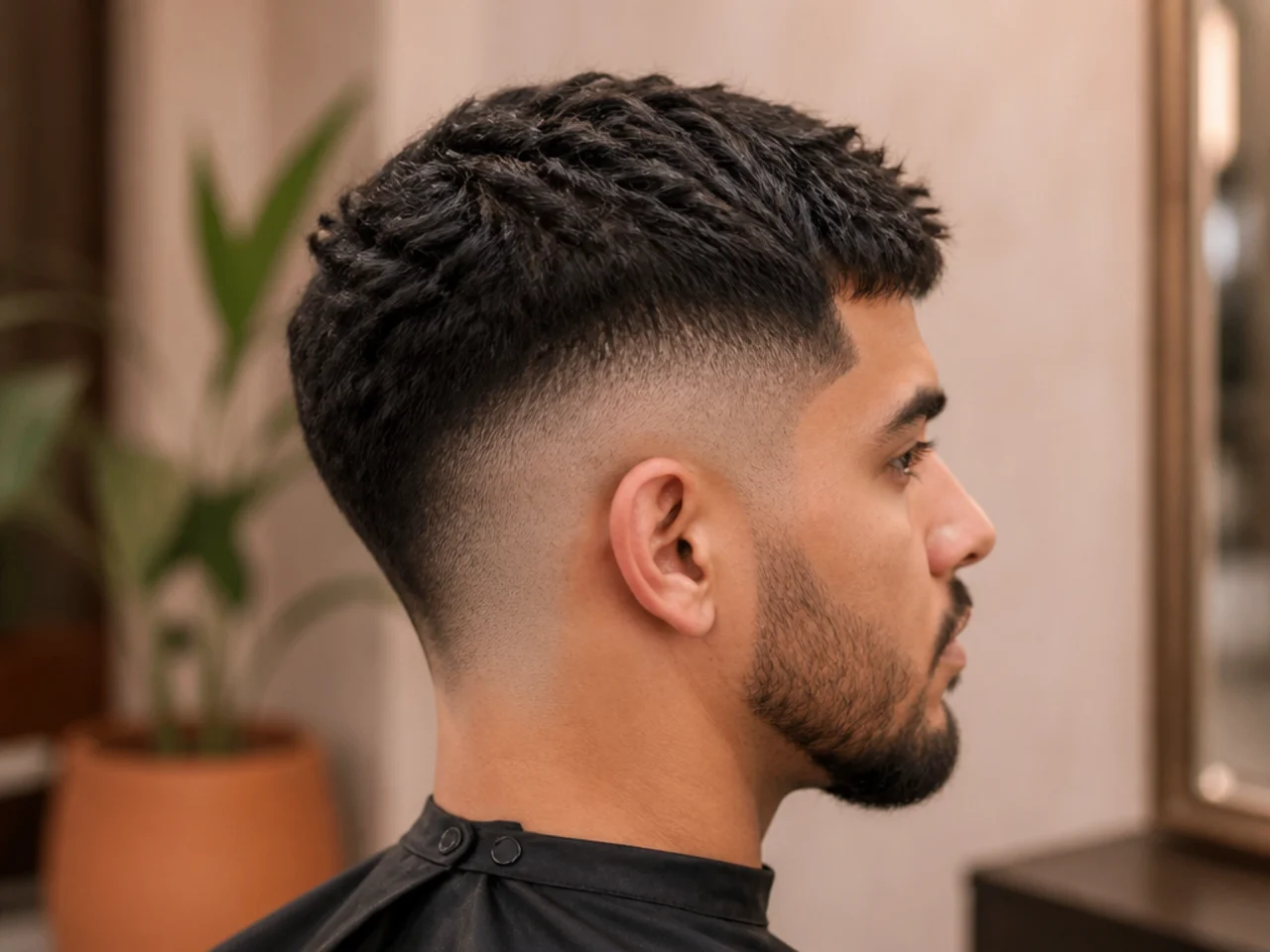 Burst fade with a short textured top