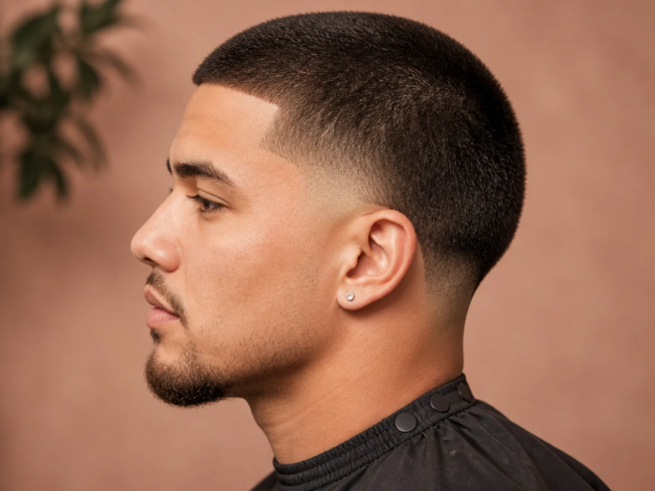 Burst taper fade with a short buzz cut on top