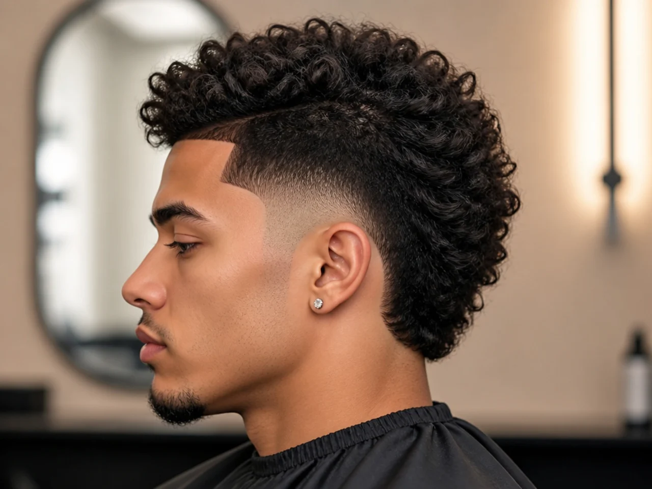 Burst taper fade with a soft faux hawk on top