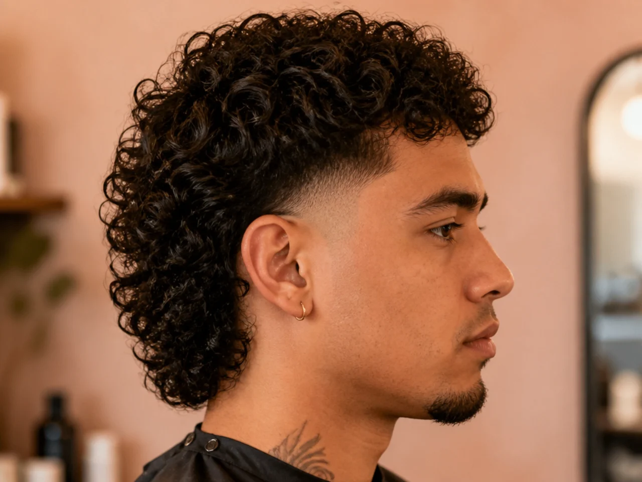 Burst taper fade with a modern mullet at the back