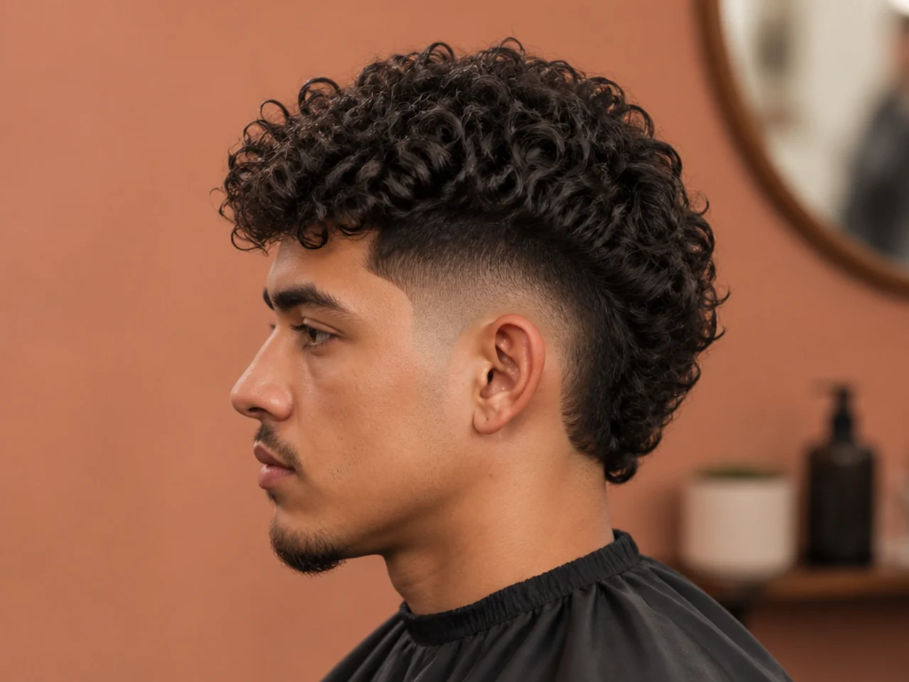 Burst taper fade with a defined curly top
