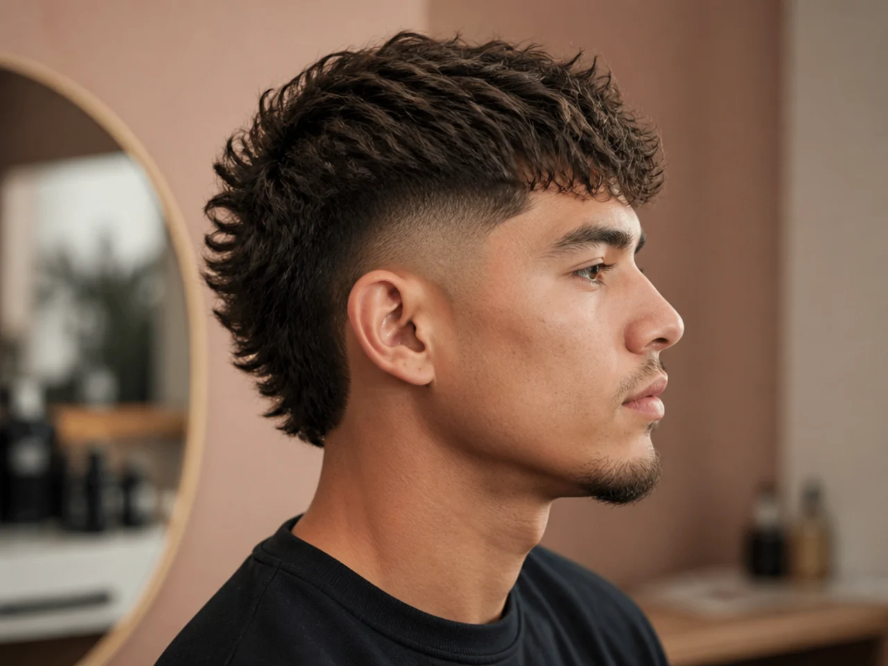 Burst taper fade with a piecey textured fringe forward
