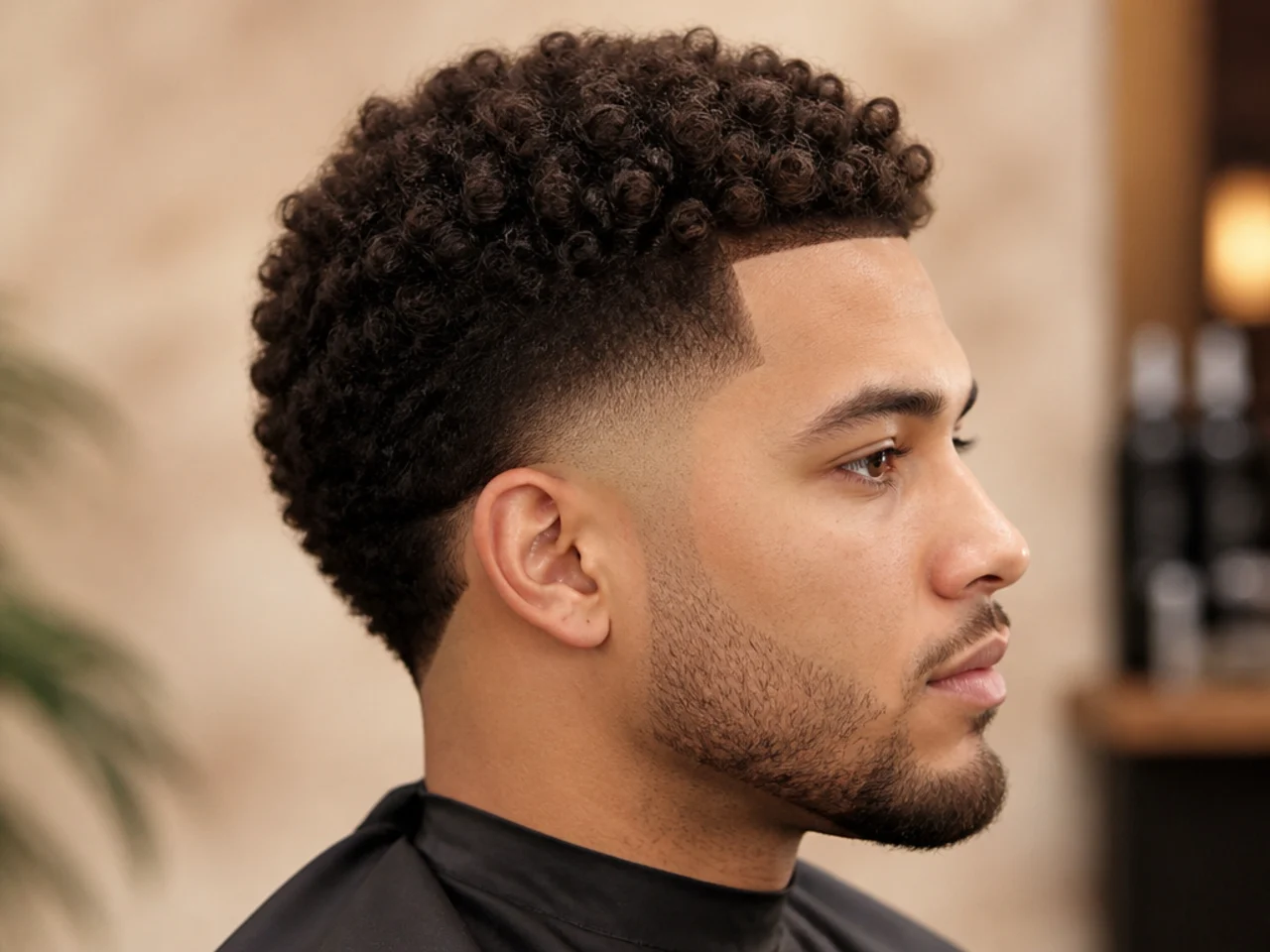 Classic burst taper fade with a textured medium top