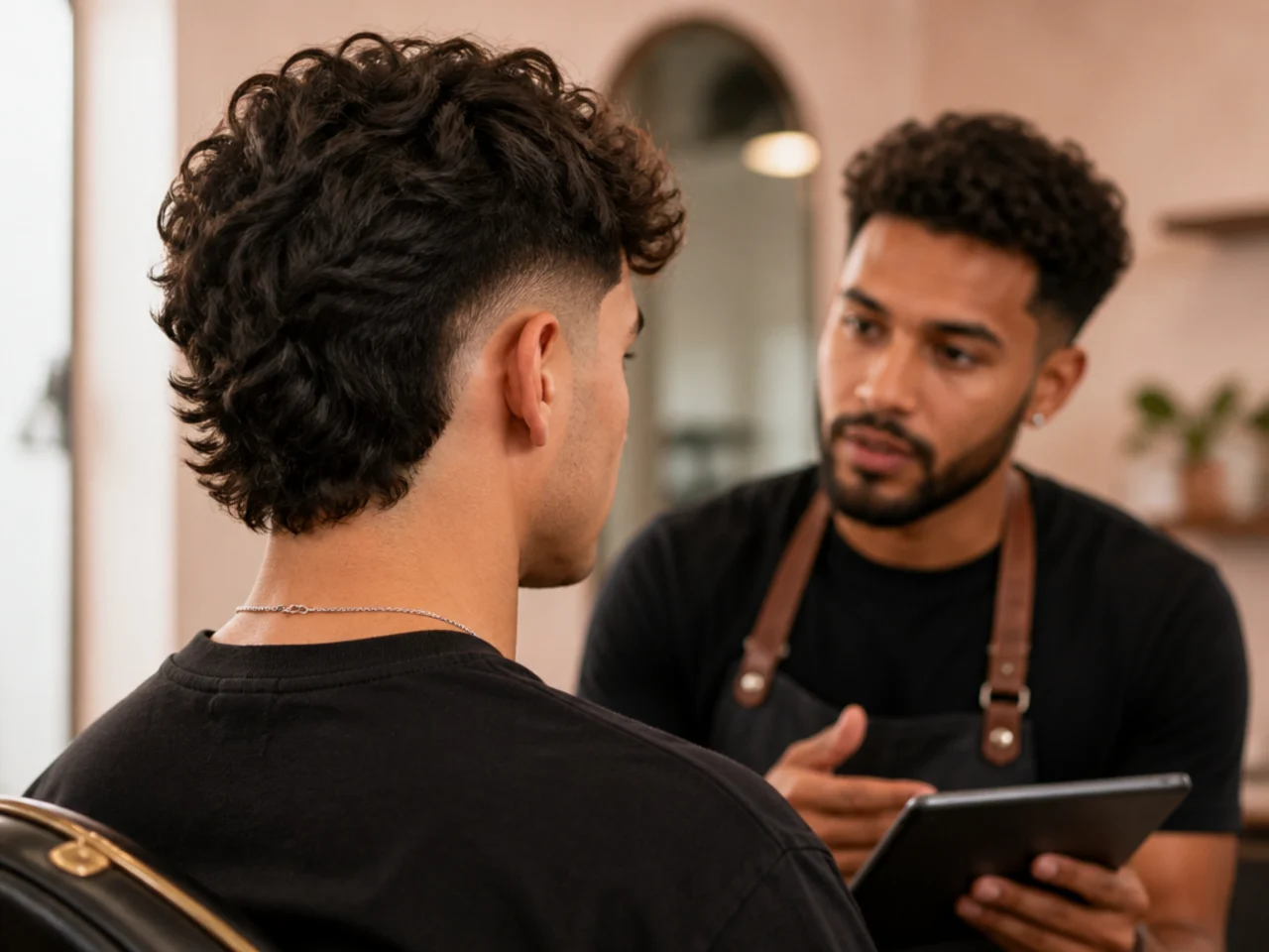 A client asking for a burst fade at the consultation