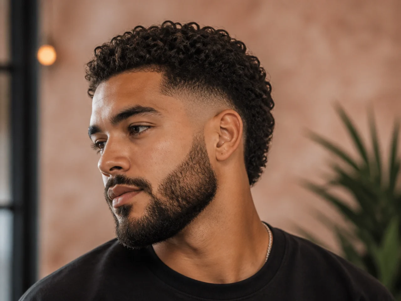 A beard with a drop fade and with a burst fade