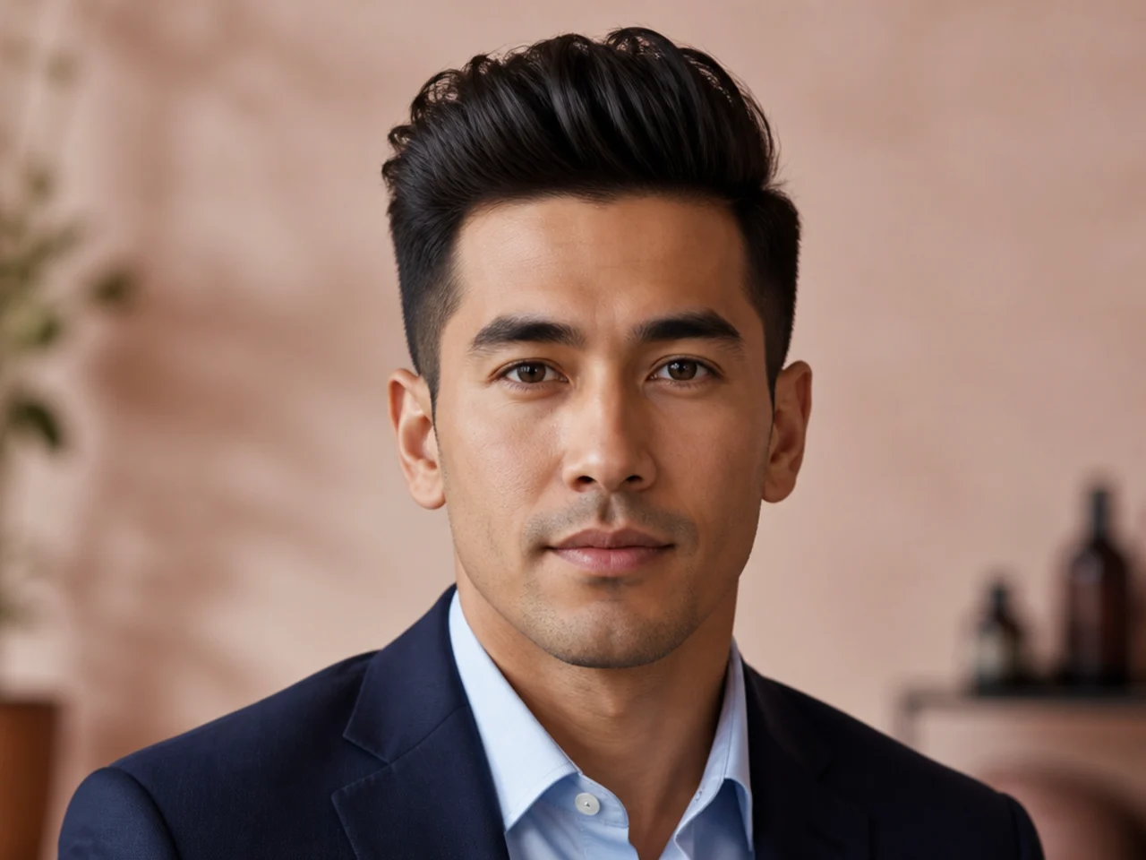 Business quiff with front lift and scissor-tapered sides