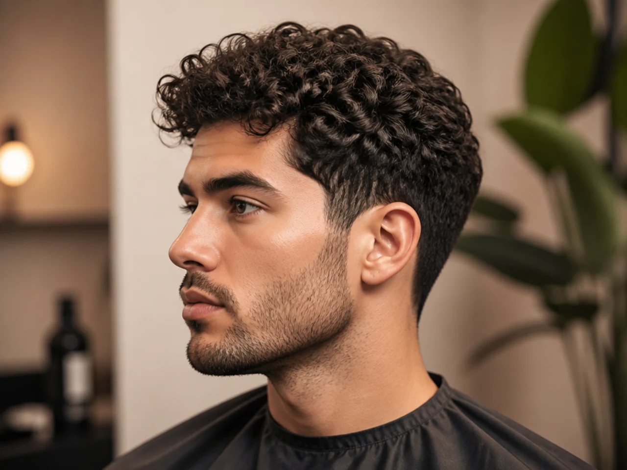 Curly business cut with defined 2A-3B curls and a soft low taper