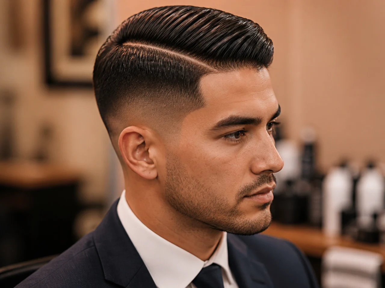 Hard-part business cut with a razor-drawn part line and low fade