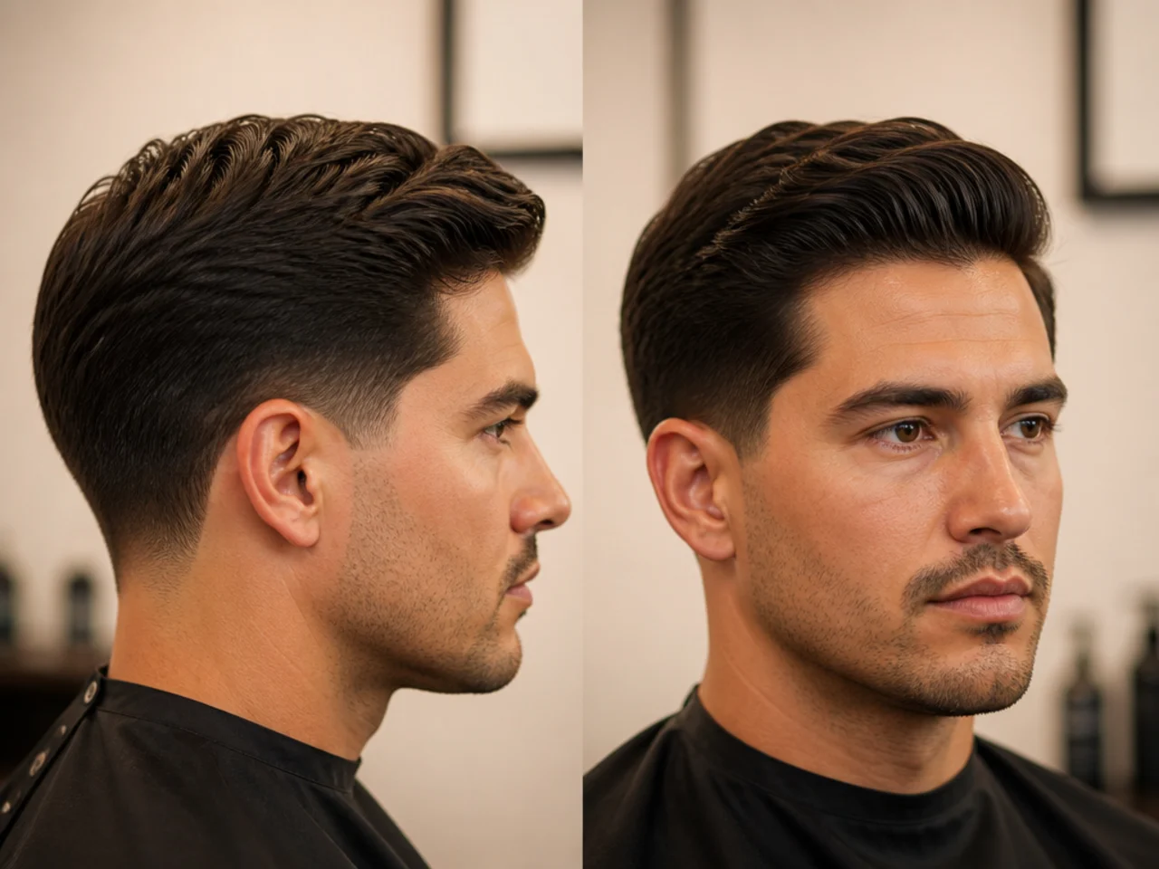 Traditional scissor-taper business haircut with soft sides and 2-inch top
