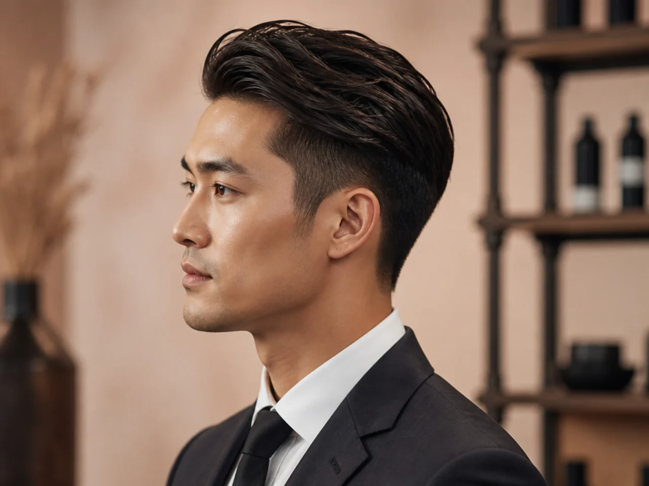 What business hairstyles for men look like — clean tapered side part in a barbershop