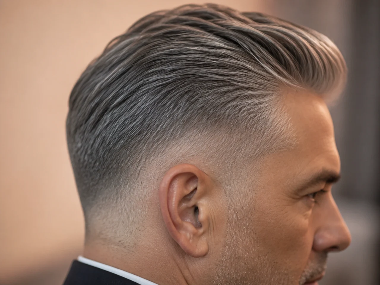 A business haircut on grey hair