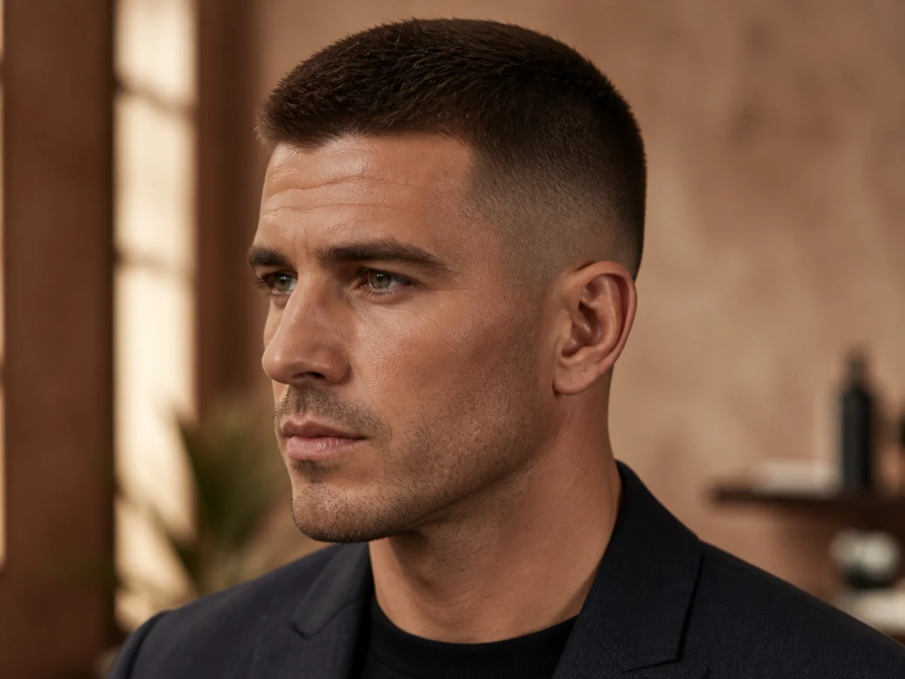 A graduated crew cut