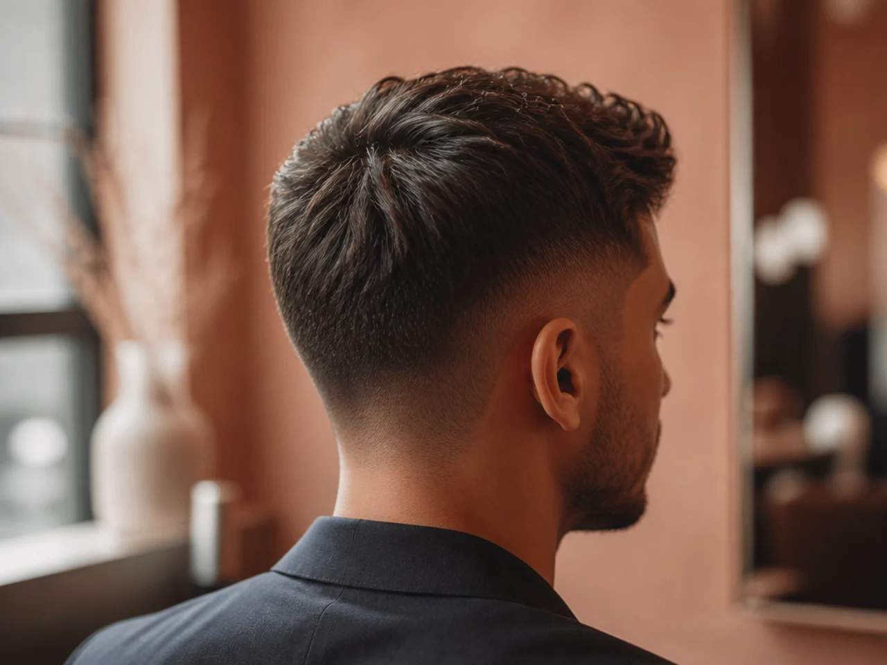 Textured separation on a short business haircut