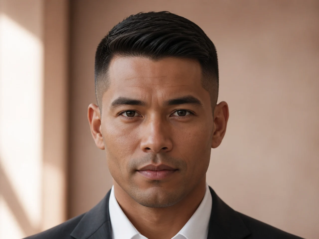 A matte-finished short business haircut