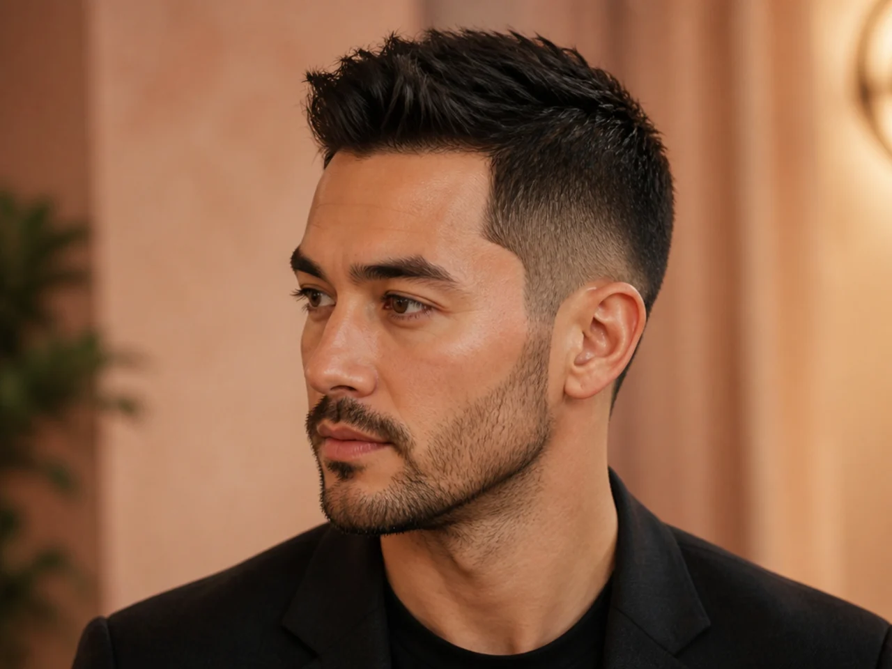A lined-up temple on a short haircut