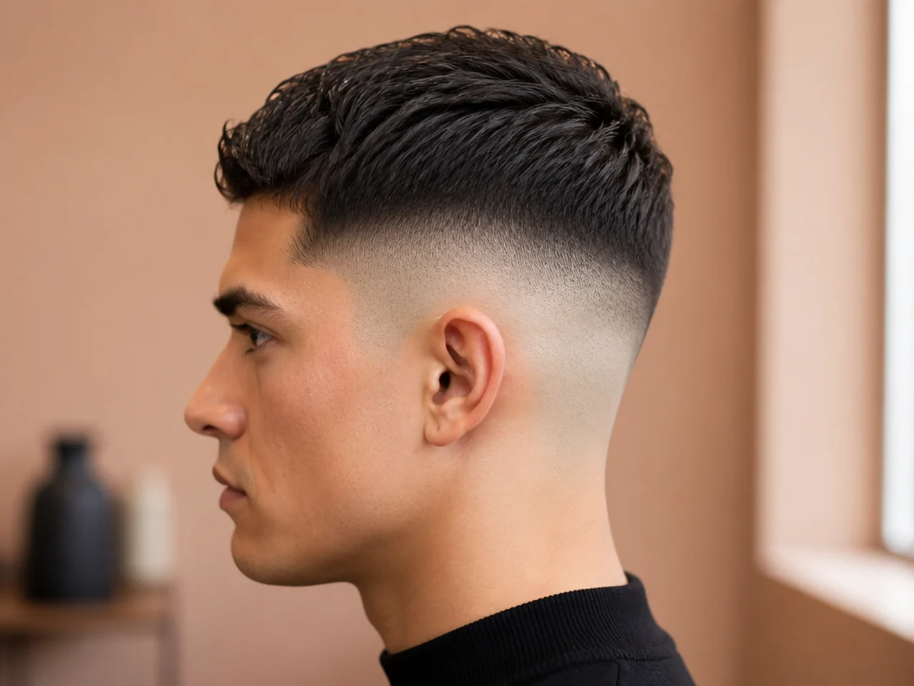 A high fade showing scalp at the sides