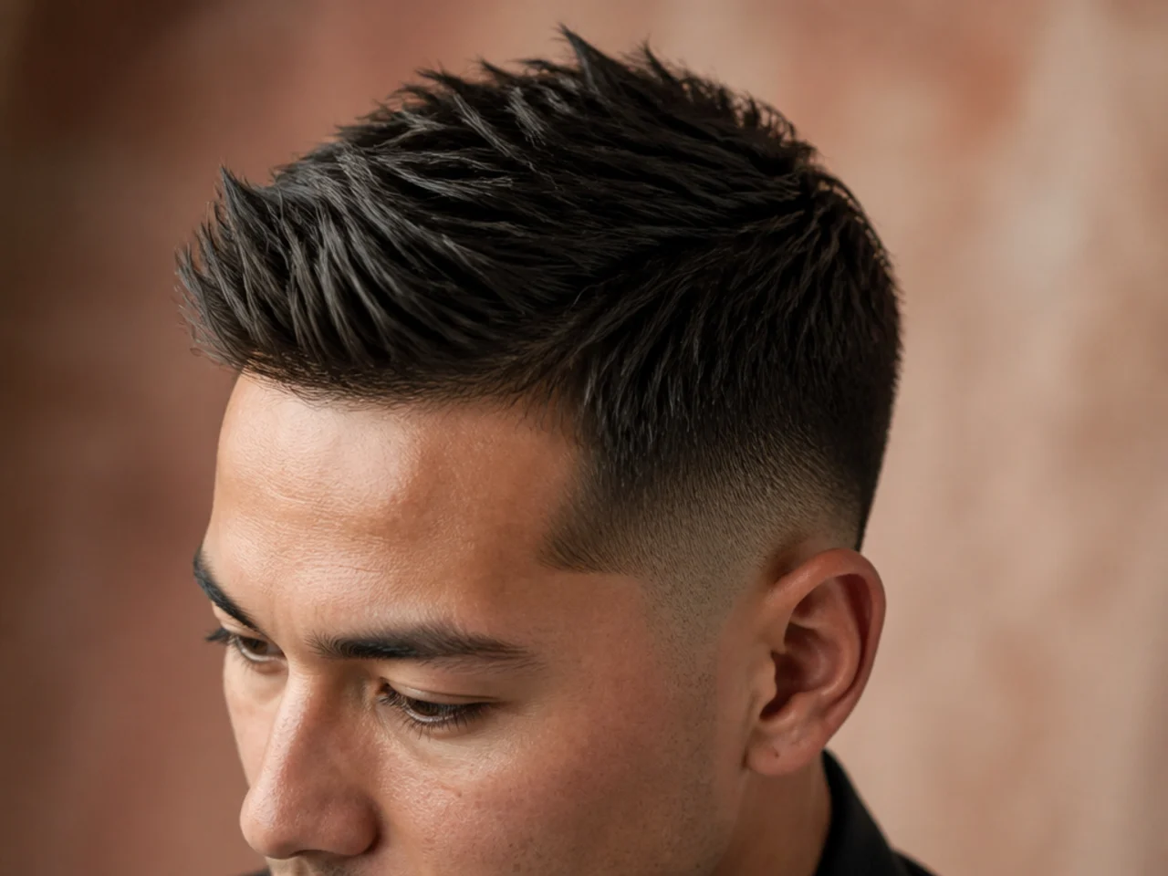 Matte product applied to a short business haircut