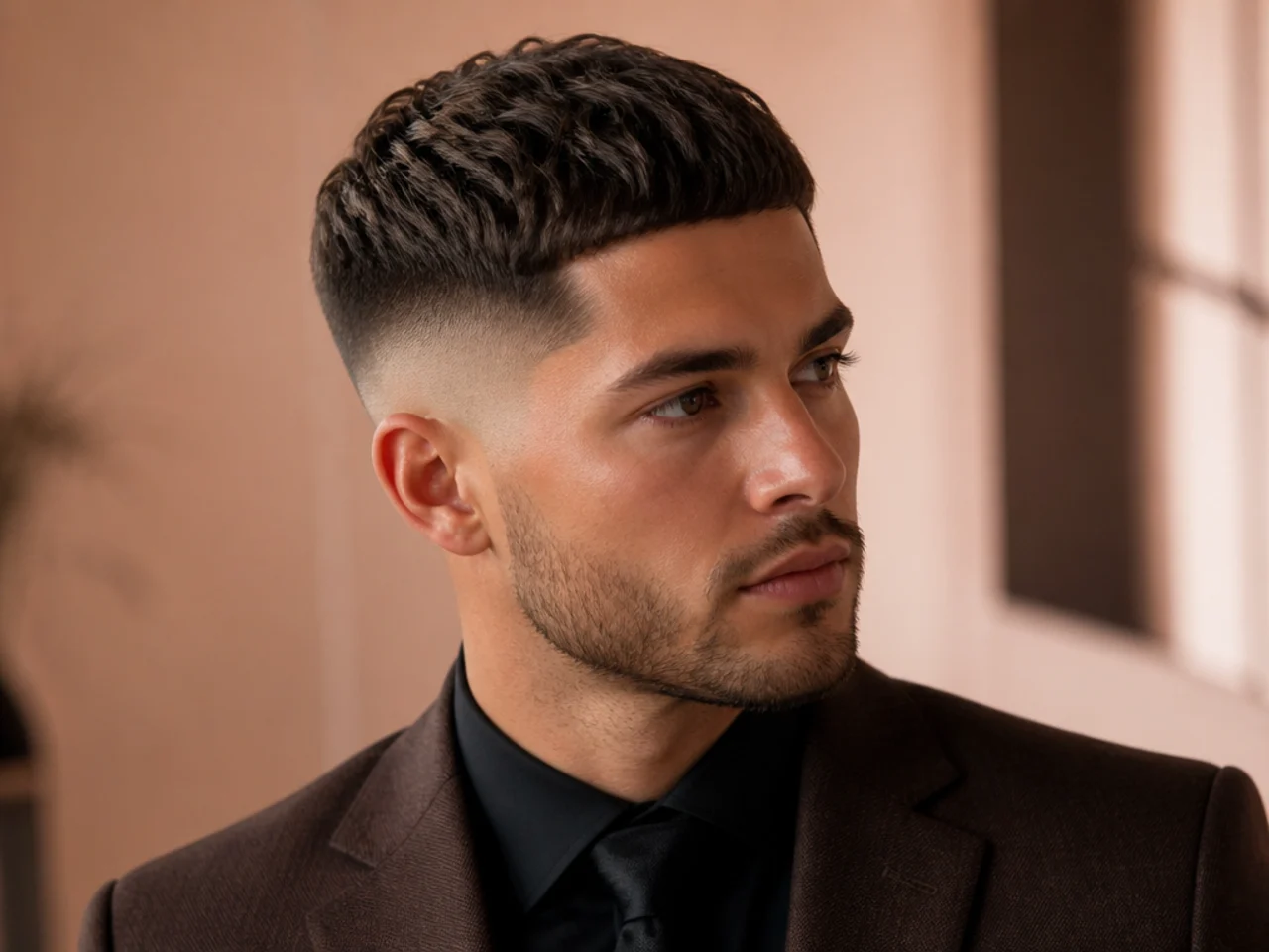 A low skin fade on a short business cut