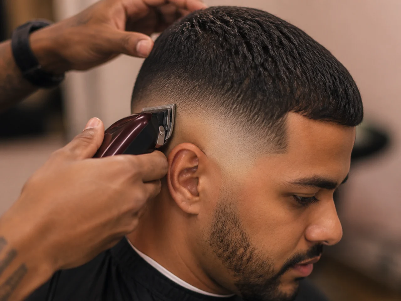 A fade being refreshed at a two-week appointment