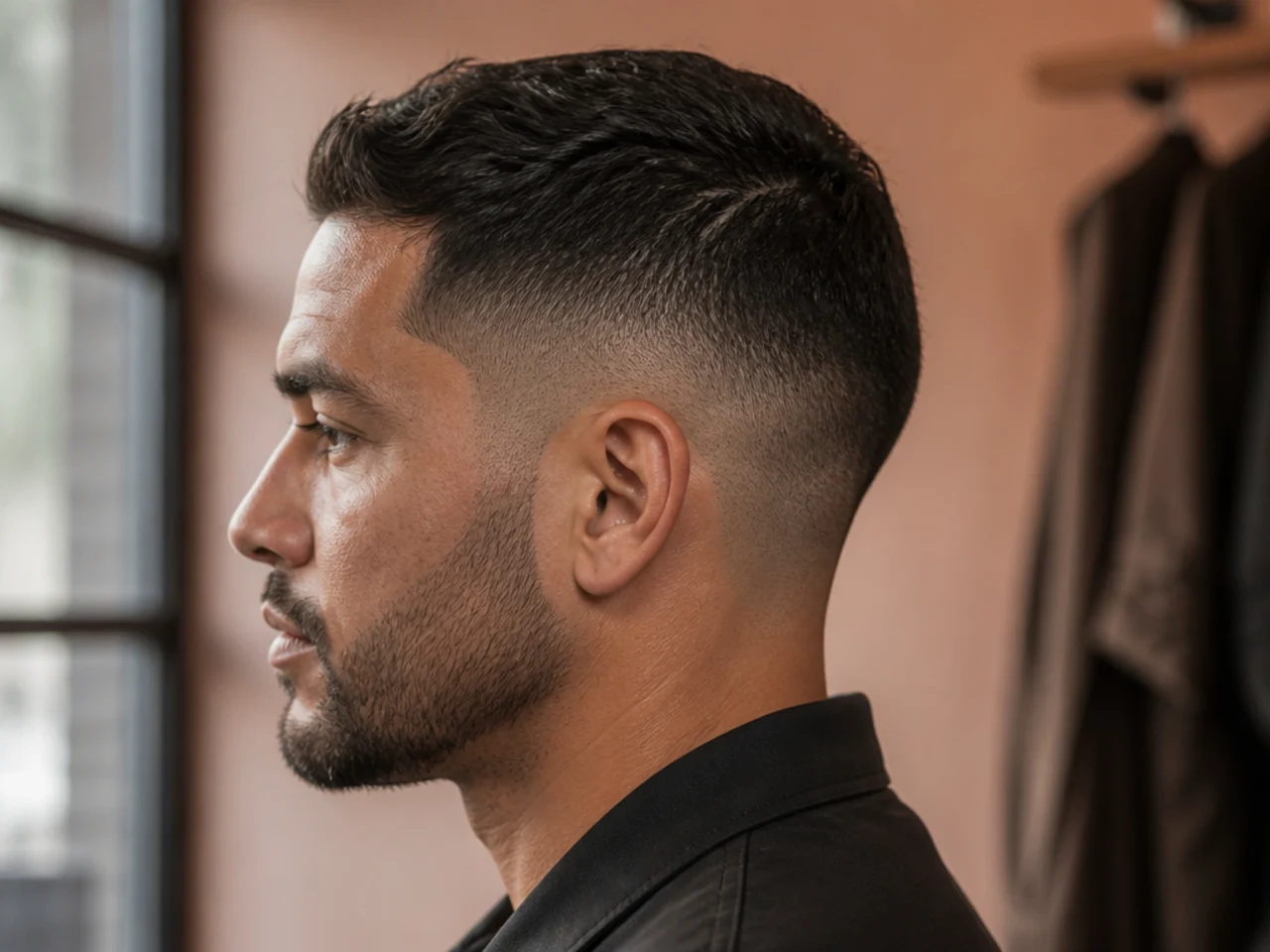 A short haircut recovering after a headset is removed