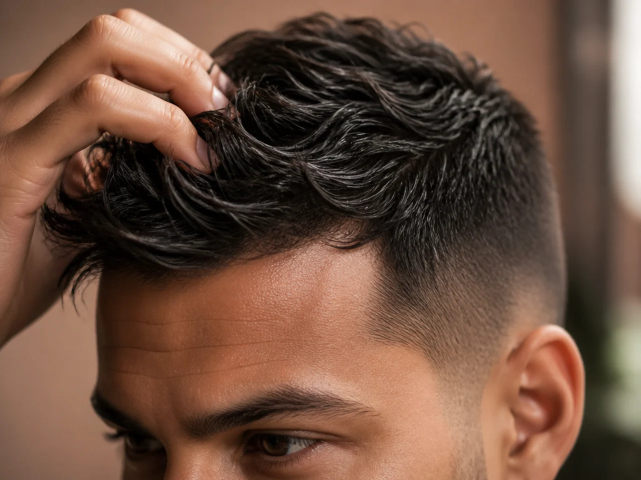 Paste being worked into short hair in week three