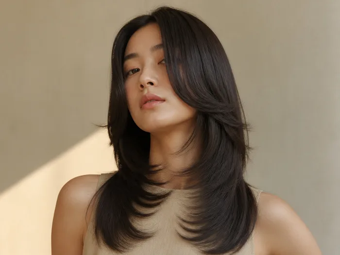 Sleek straight butterfly cut with crisp wing shape