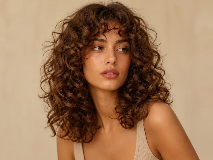 Curly butterfly cut with defined dimensional curls