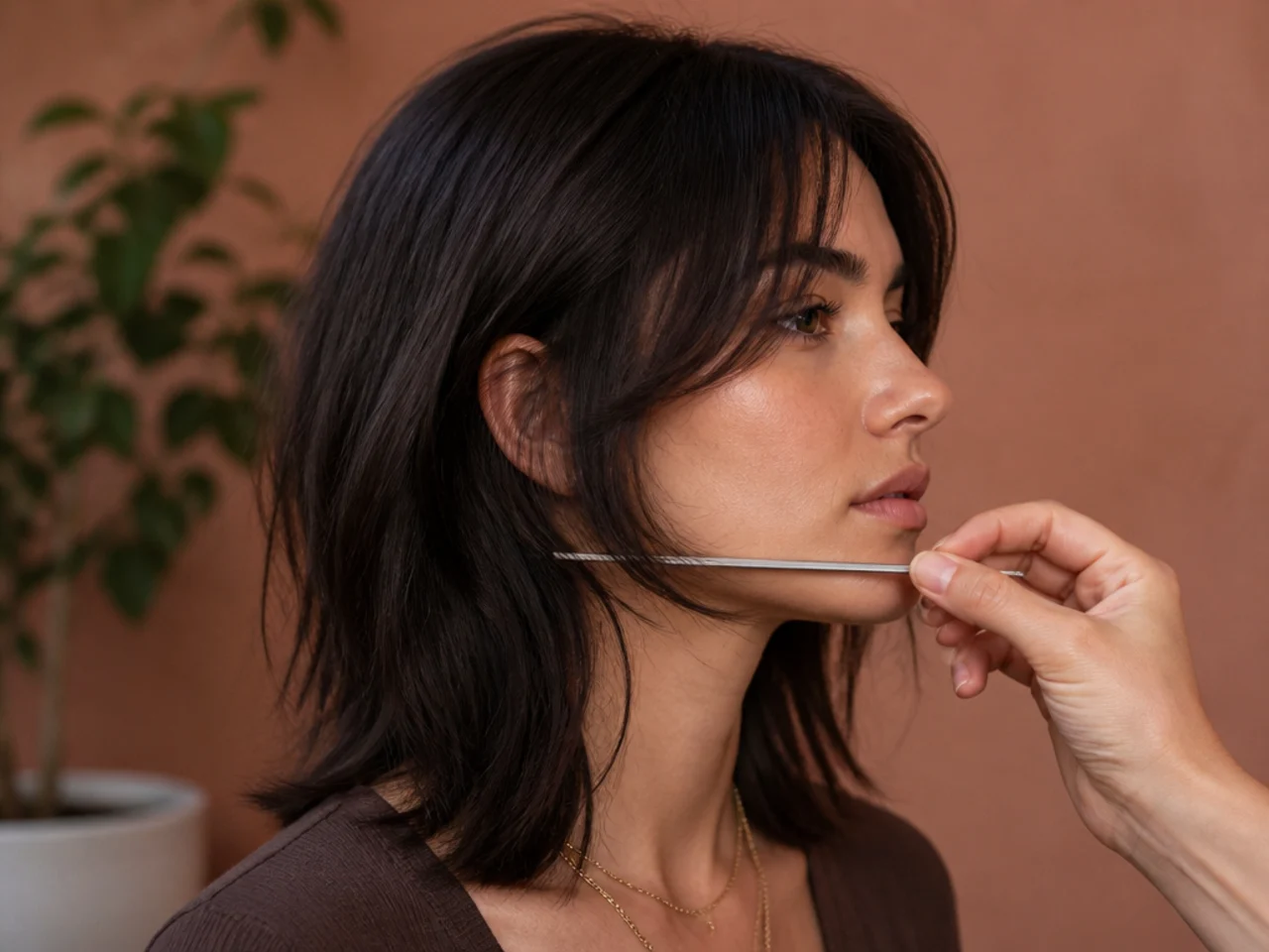 The shortest layer being measured against the cheekbone with the head level