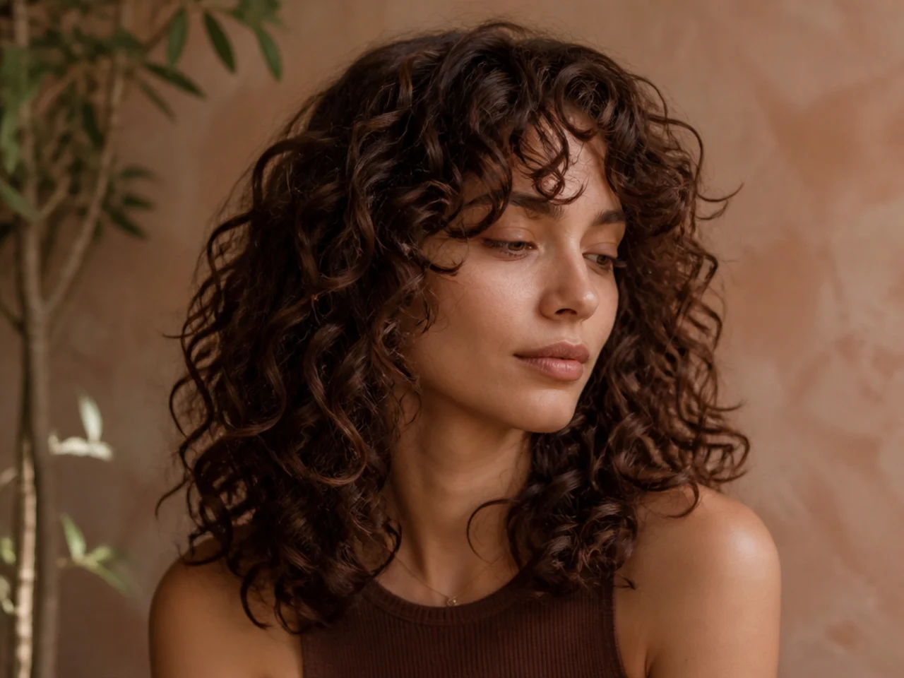 A soft curly butterfly haircut on fine curls