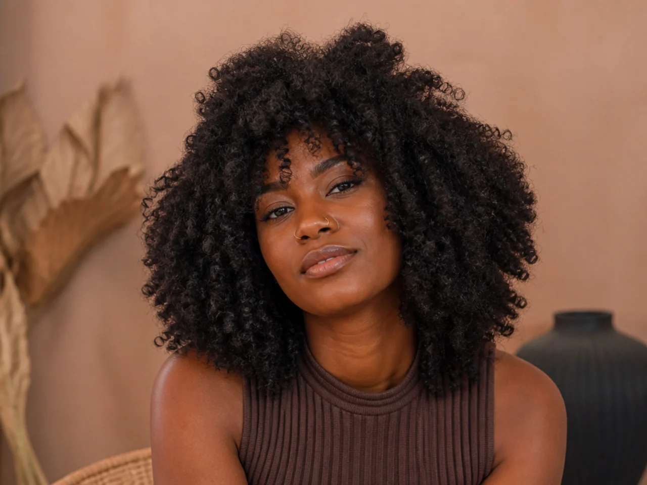 A coily butterfly haircut on type four hair