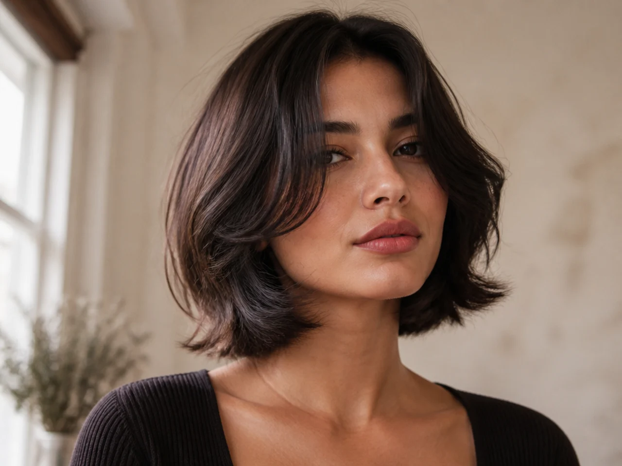 A butterfly bob with a curtain fringe
