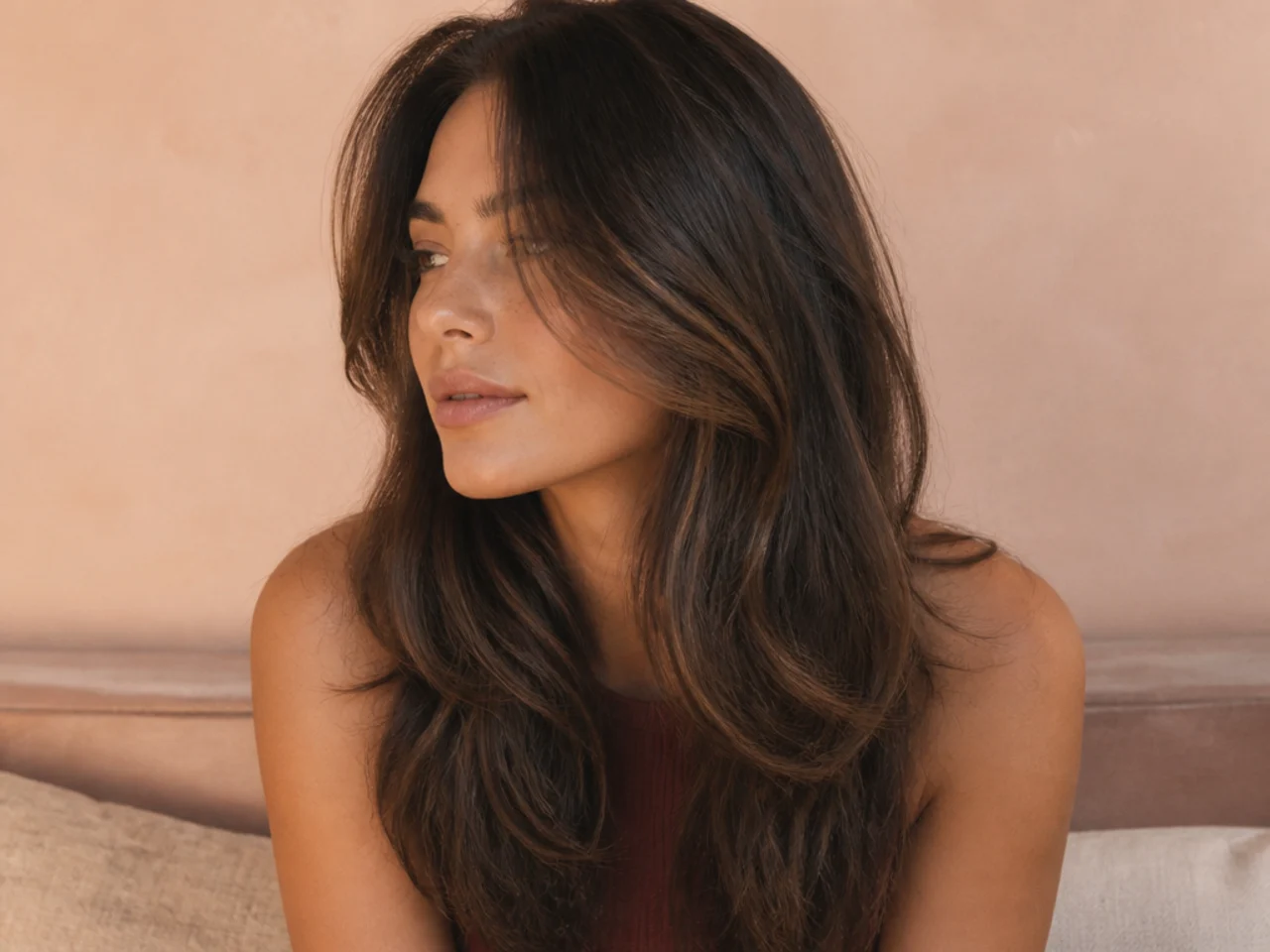 A long layered cut ten weeks after cutting with a softened shape