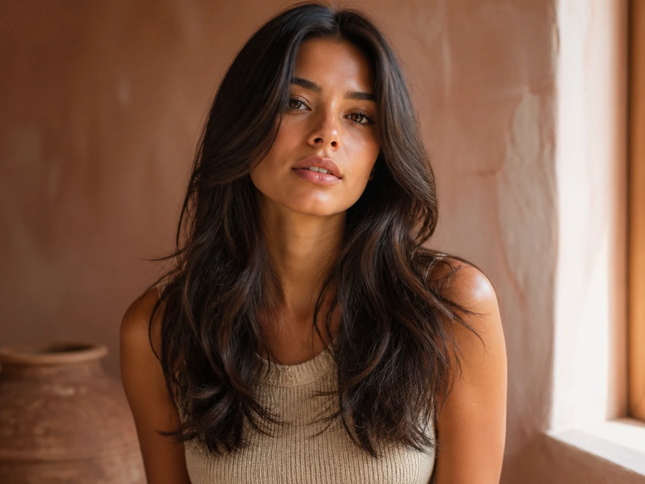 A soft long layered cut that could be taken toward either shape